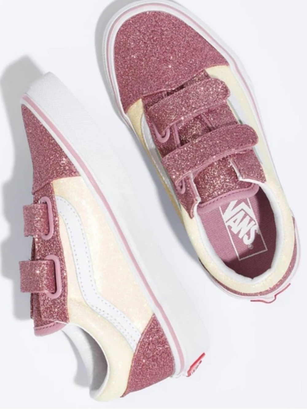 Vans Old Skool V Kids Glitter Two Tone NWT Size 12